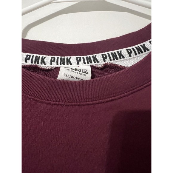 Pink by Victoria’s Secret oversize varsity Sweater burgandy side zipper size S - Picture 2 of 9